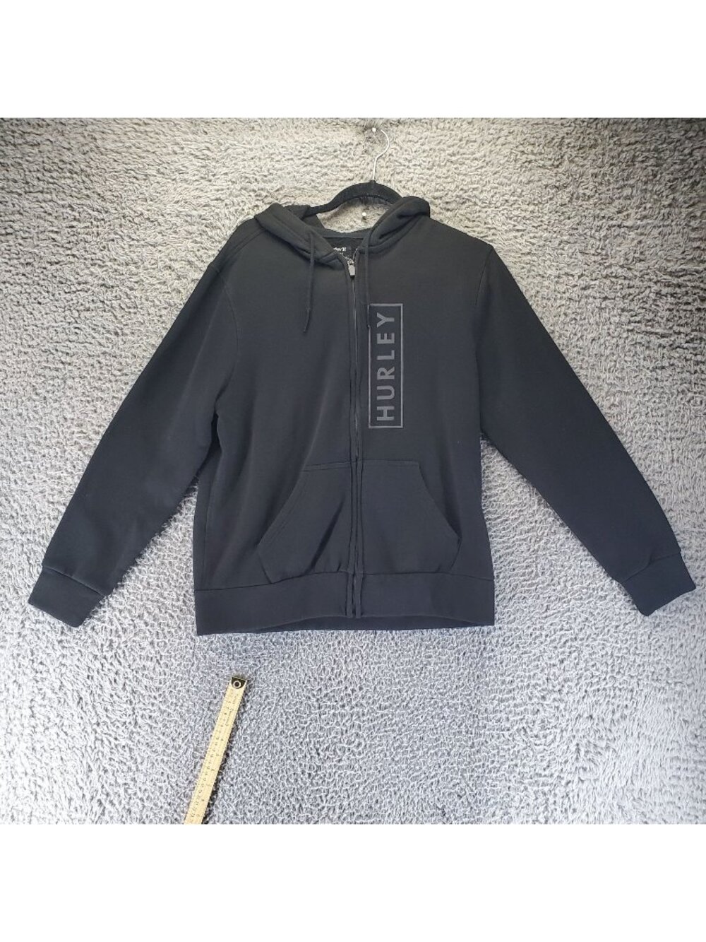 Hurley Shirt Mens Medium Black Full Zip Kangaroo Pocket Hoodie